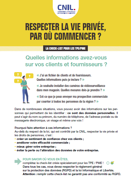 Liste de vérification RGPD pour les TPE-PME